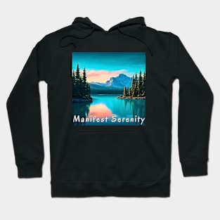 Manifest Serenity Forested Lake Sunset Hoodie